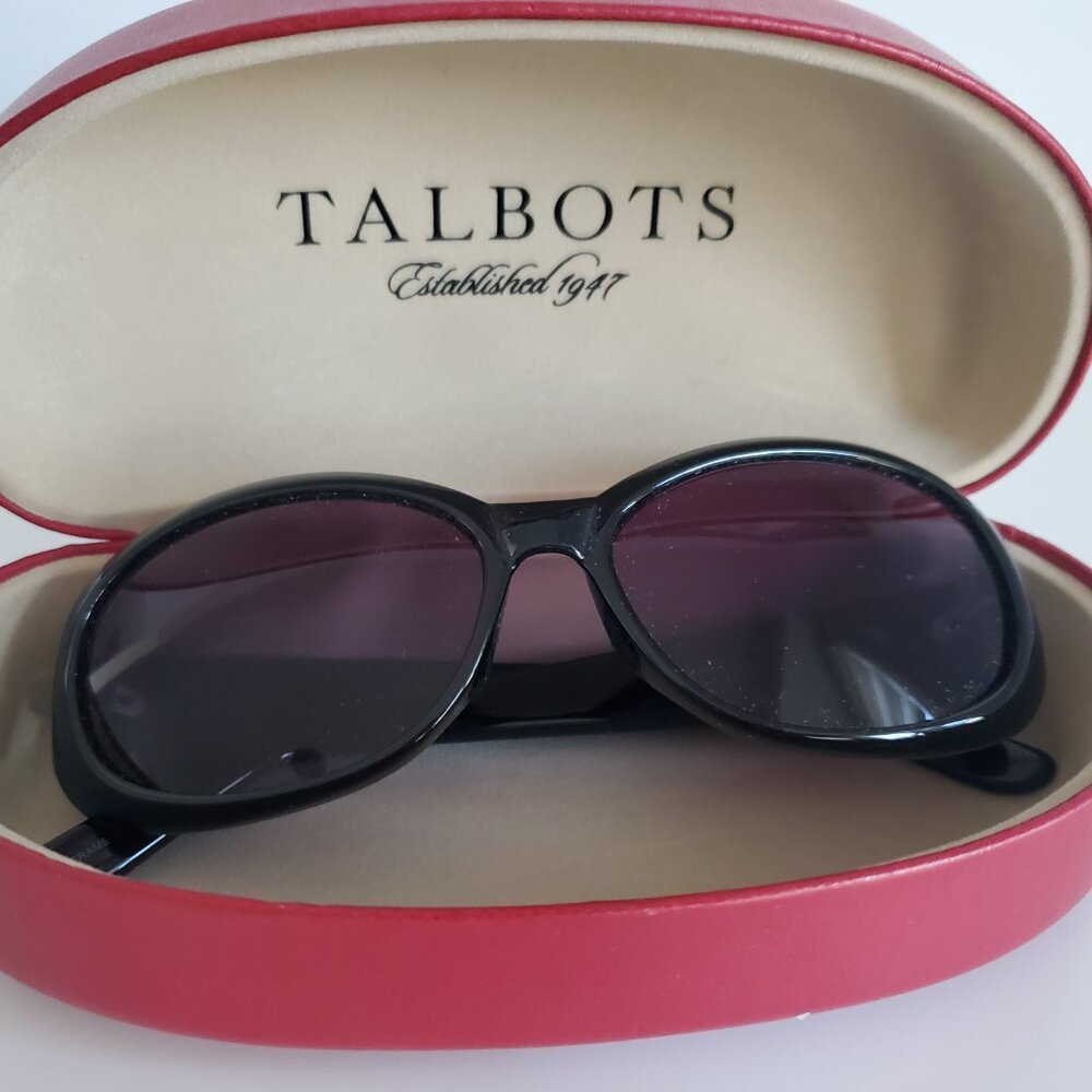 Talbots Black Eyewear Sunglasses with Gold Detail Icon Red Clamshell Case